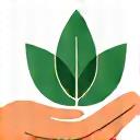 Icon representing a green leaf and hands, indicating sustainability